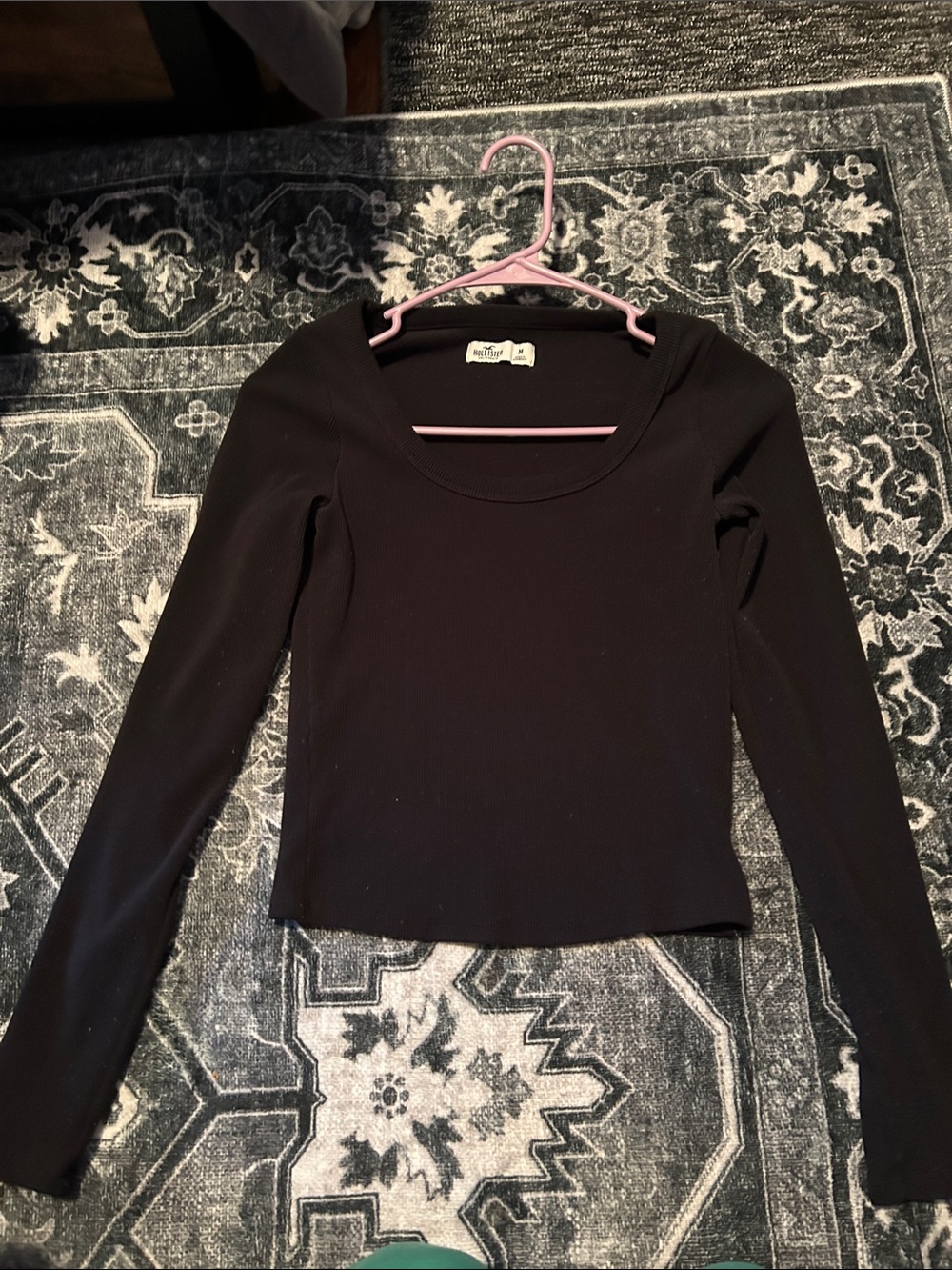 Hollister Black Scoop Neck Long-Sleeve Top